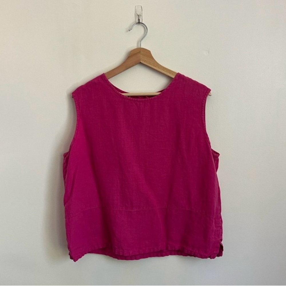 Bryn Walker Hot Pink Linen Sleeveless Top